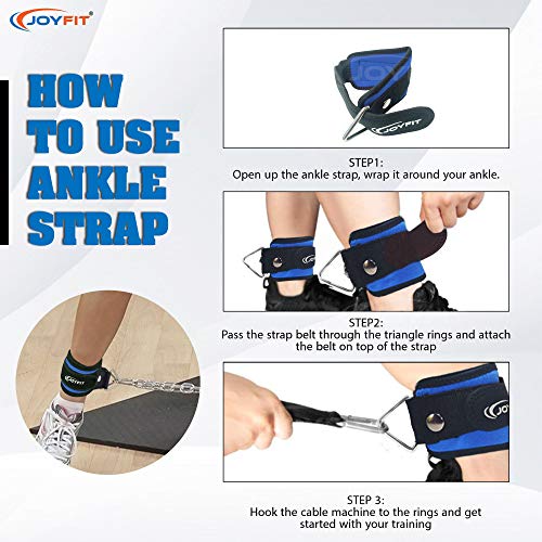 Image of Joyfit Padded Ankle Straps- for Cable Machine, Kickbacks, Glute Workouts, Leg Extensions, Curls & Hip Abductors with Padded Neoprene Support, Ideal for Men & Women [Pair]