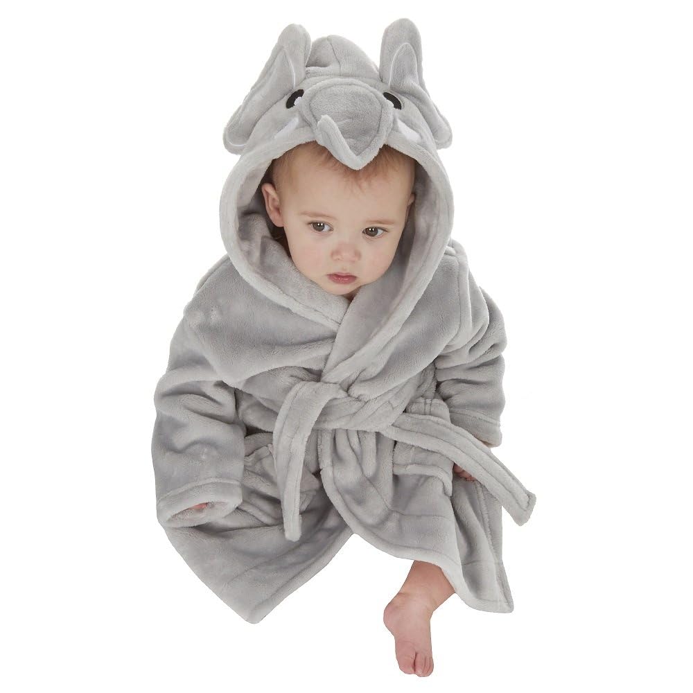 Baby Boys & Girls Unisex Dressing Gown (Ages 6-24 Months) Soft Plush Flannel Fleece Hooded Bath Robe — view 9