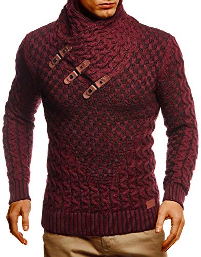 Leif Nelson Herren Strickpullover Rot mit Schalkragen/Hochwertiger...