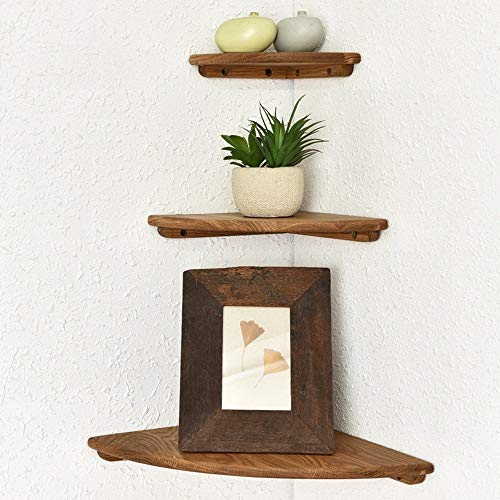 Étagère de coin en bois plein de ménage et support de mur salon