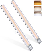 MERTTURM Luce per Armadio 160LED(2pcs), Lampada Armadio con Sensore Movimento, USB Ricaricabile, 3 Temperature di Colori, Luce LED con Striscia Magnetica Adesiva per Cucina, Corridoi, Garage