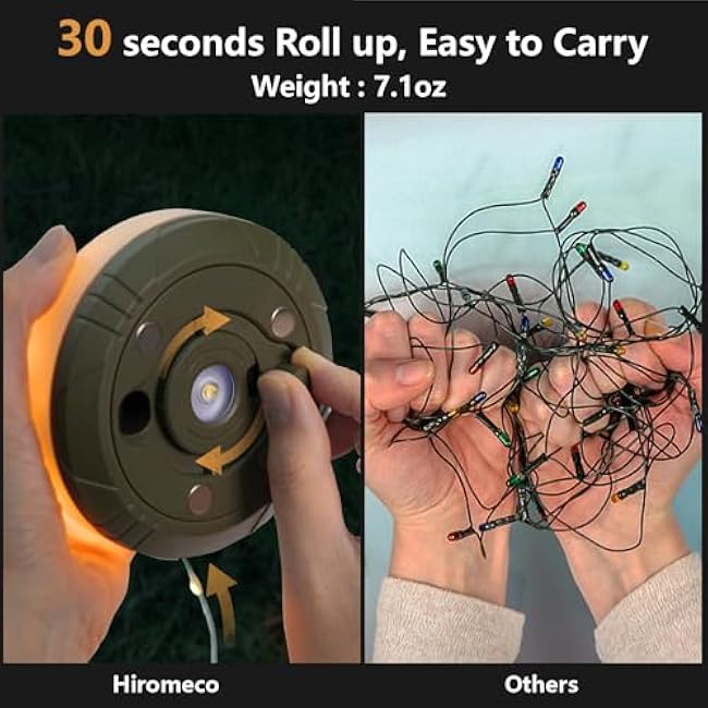 Camping Lights String, Outdoor String Light with 5 Lighting Modes, Quick 30s Recovery, Durable and Waterproof, USB Charging - Portable Camping Lights for Yard/Hiking (32.8ft)