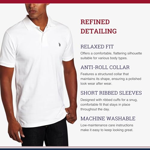Image of U.S. POLO ASSN. Men Cotton Regular Fit Solid Polo With Small Pony | Two-Button Closure Pique Polo Shirt, Summer Fashion Golf Shirt