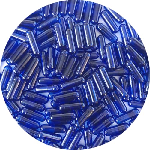 Pure Capsules® Lot de 100 capsules vides bleues transparentes taille 0, capsules de gélatine vides, taille 0, capsules colorées bleues transparentes, BSE,...