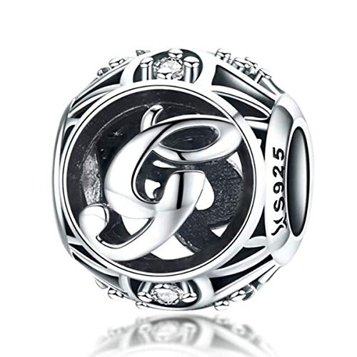 Ciondolo a forma di lettera dell'alfabeto (A-Z), in vero argento Sterling 925, per braccialetti Pandora Lettera G
