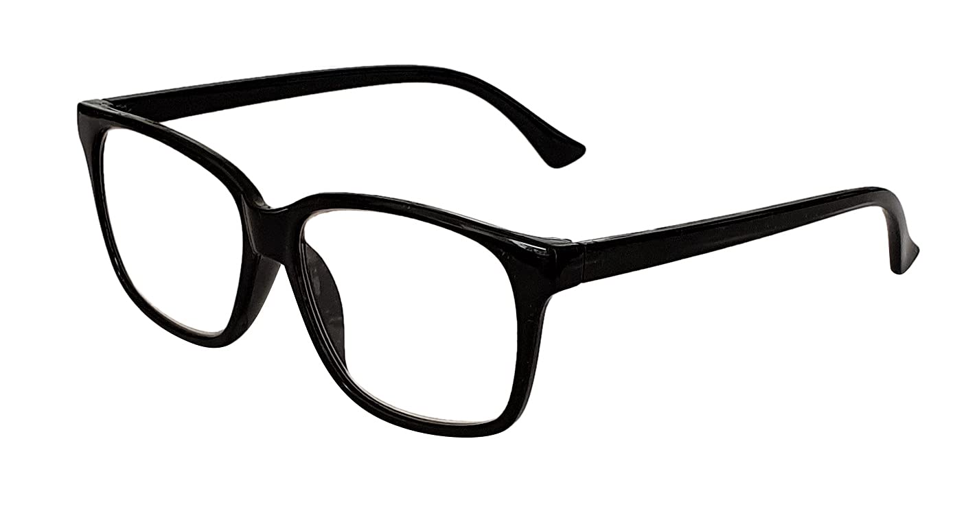 Fads & Fashions Unisex Shiny Black Geek/Nerd Oversized Stylish Retro Sturdy Reading Glasses With Metal Hinges Model Tn44 (, 4.0)
