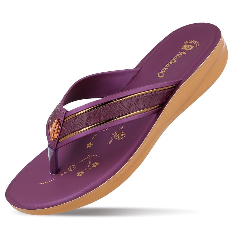Image of WALKAROO Women's Comfortable Sandal,Textured V-Strap,Lightweight Wedge Sole|Walking,Outdoor, Travel, Shopping, Regular Use Sandals |WL7200