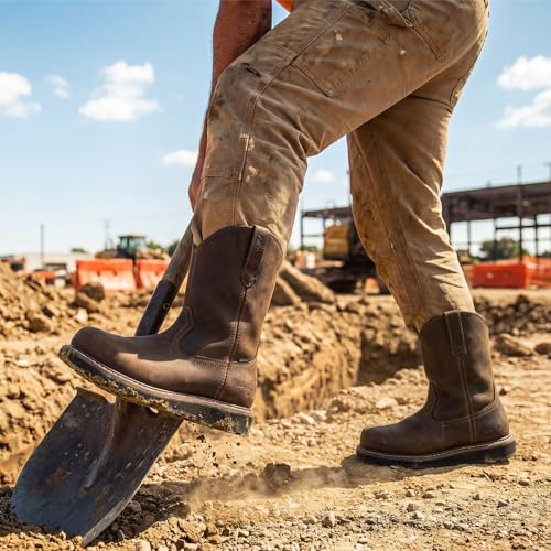 Image of NINGO Soft Toe Work Boots for Men, Waterproof & Non Slip Wellington Boots