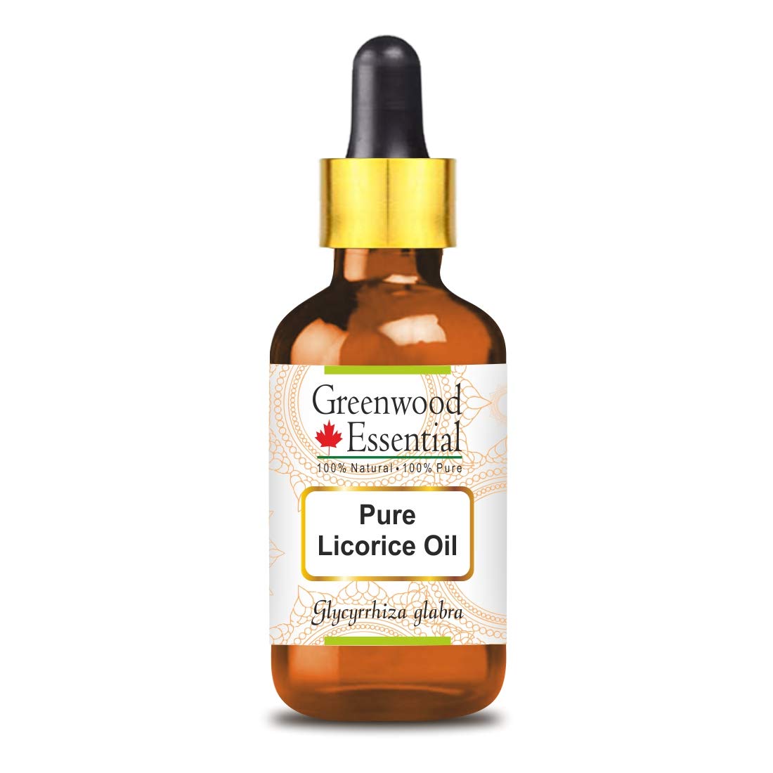 Greenwood Essential Huile de réglisse naturelle pure (glycérhiza glabra) avec compte-gouttes en verre Qualité thérapeutique naturelle 50 ml