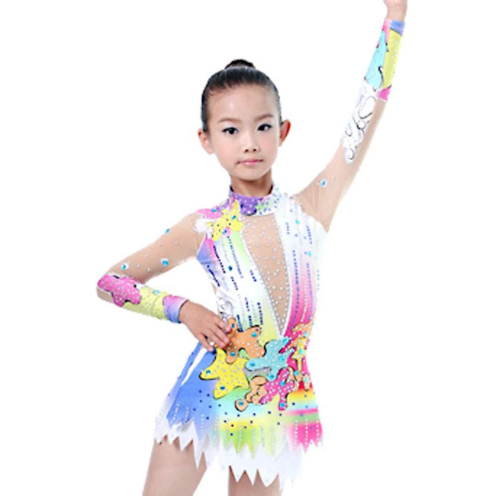 Justaucorps Gymnastique Femme à Manches Longues Avec Strass - Dégradé De Couleur, Pour Patinage, Ballet, Danse