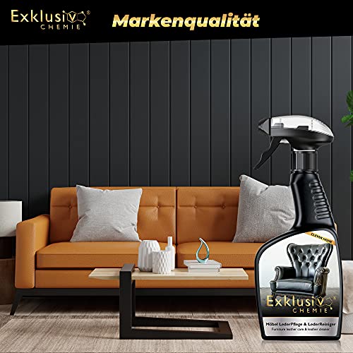 Exklusiv Chemie Echtleder Pflege & Lederreiniger | Lederpflege | Möbelpflege | Lederpflegemittel | Lederpolitur | Für Ledermöbel, Ledercouch und Sofa | 500 ml