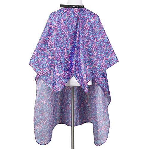 Women\'s Hair Cutting Cape For Salons, Haircut Cape for Barber With Adjustable Neck Snaps and Trendy Hair Swirls, Purple and Pink Shampoo Cape, Hair Cutting Cape for Adults with Snaps - Thumbnail 2