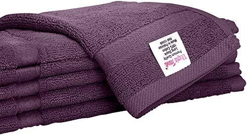 Utopia Towels Premium Washcloth Set (30 x 30 CM) 100% Cotton Face Cloths, Highly Absorbent and Soft Feel Fingertip Towels (12-Pack) (Plum)