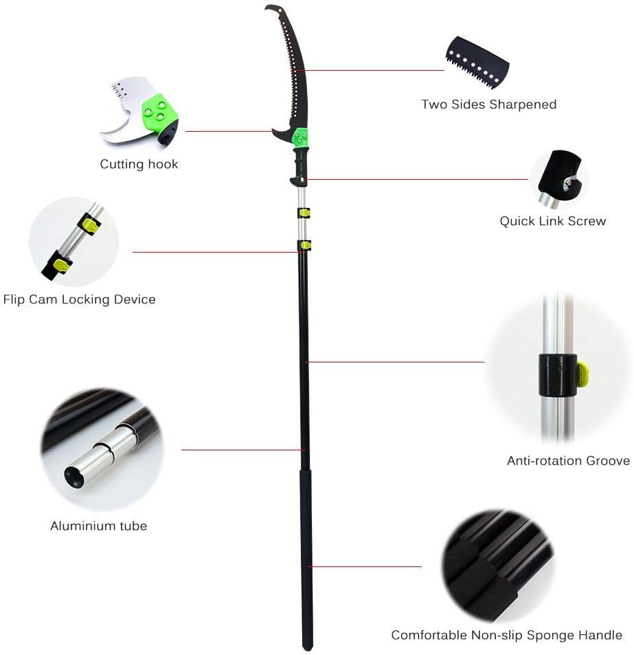 Telescopic Pole Saw 5.4-7.2m Extendable Telescopic Landscaping Pole Saw for Pruning and Trimming Branches and Leaves Extendable Limb Saw A