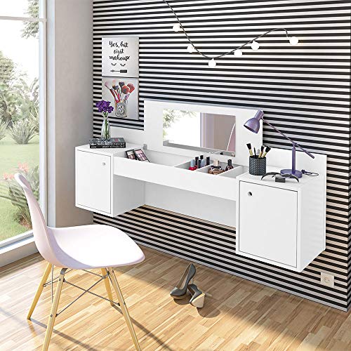 Penteadeira Atração 2 Portas Com Espelho Branco Móveis Albatroz