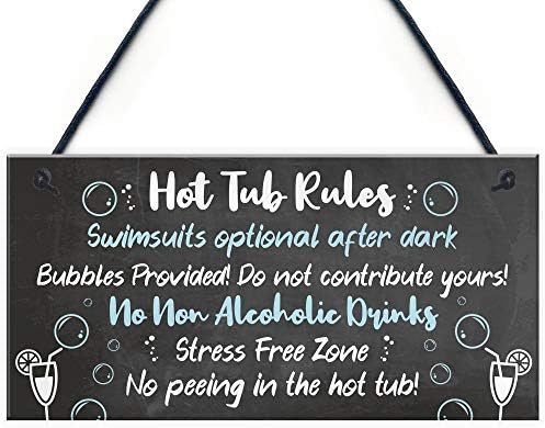 RED Ocean HOT TUB Rules Sign Hot Tub Signs and Plaques Shed Sign Summer House Plaque Home Decor Gift