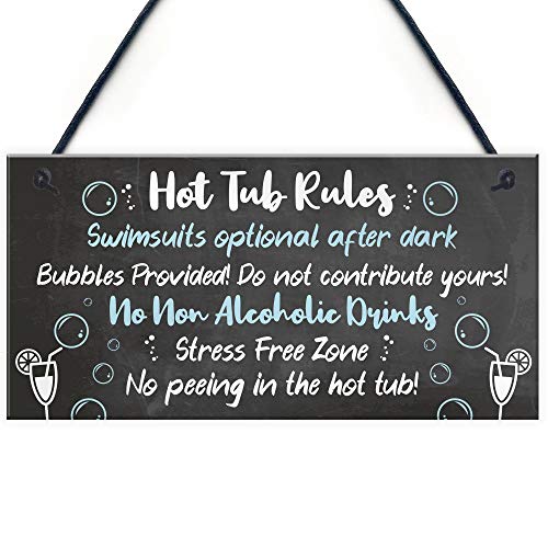 Red Ocean Hot Tub Rules Sign Hot Tub Signs And Plaques Shed Sign Summer House Plaque Home Decor Gift #TOP3
