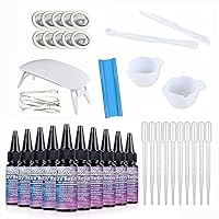 Kit resina UV con luce, 178 pezzi Kit per la creazione di gioielli in