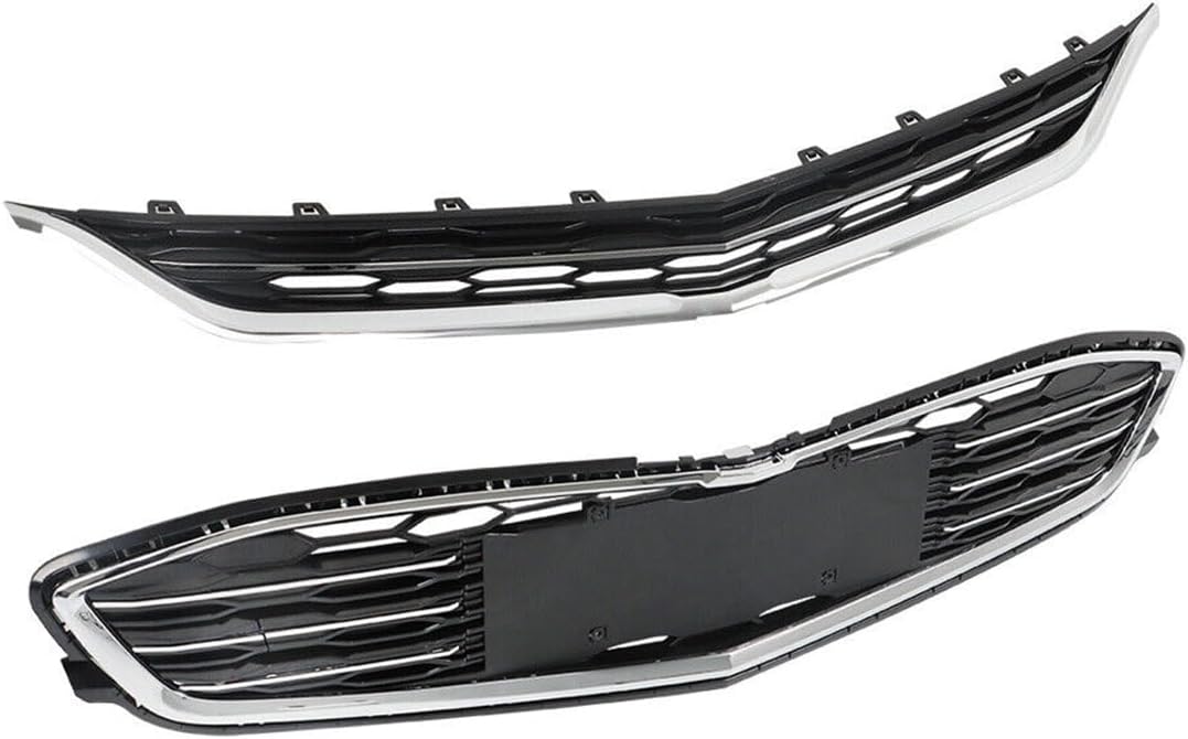 Front Bumper Upper & Lower Grille Chrome & Black Fit For Chevy Malibu 2016-2018