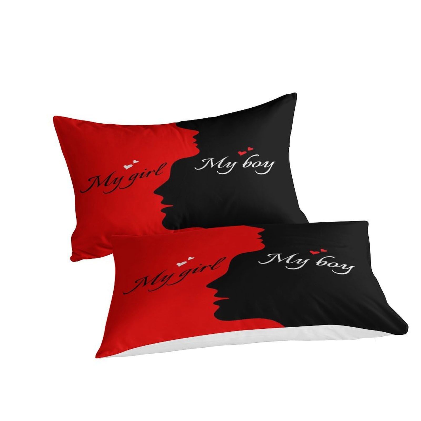 Romantische Pärchen-Silhouetten Bettwäsche Set, 3D Drucken Bettbezug Super King（260x220cm）, Kissenbezug Für Home Deko, Motiv, Geschenk 3er Mit Reißverschluss