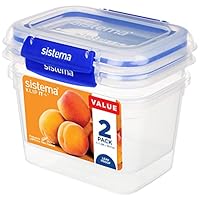 Sistema KLIP IT PLUS Food Storage Containers | 1.49 L | 2 Piece Airtight Containers Set | Leak-Proof Seal | Easy Locking Clips | BPA-Free