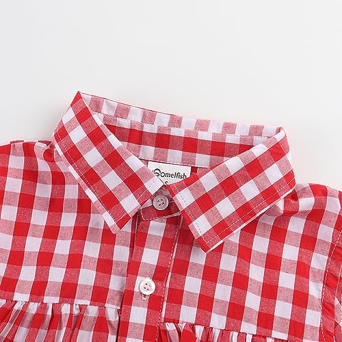 Noomelfish Girls Ruffle Cold Shoulder Top Blouse Short Sleeve Button Down Shirts (4-12 Years)3