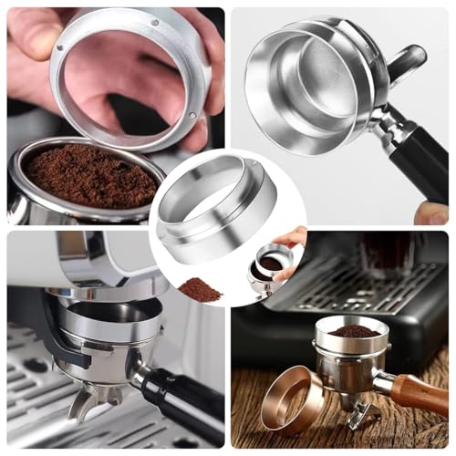 Image of Supvox 51mm Espresso Portafilter Combo - Reusable 316 Stainless Steel Puck Screen (1.7mm) & Magnetic Powder Ring for Filter Basket, Prevents Spills, DIY Home Brew Barista Accessories