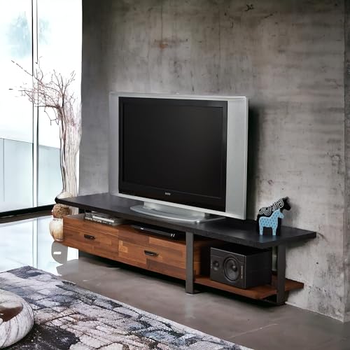 Image of Walnut Black TV Stand