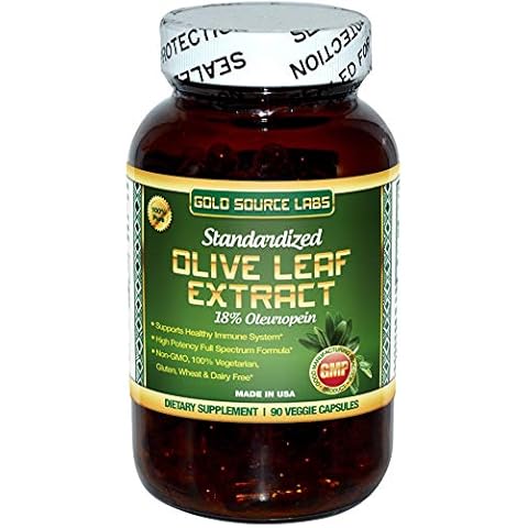 Gold Source Labs Organic Olive Leaf Extract Capsules - Pure Organic Olive Leaf Plus Standardized Oleuropein Extract, 90 Vegetarian Caps, 400 mg Maximum Strength Complex for Immune Health Cover
