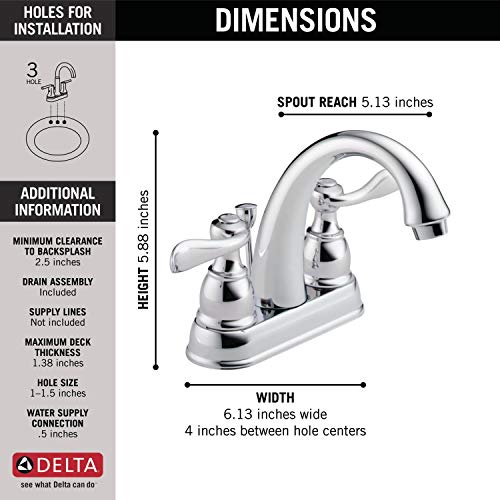 Delta Faucet Windemere Centerset Bathroom Faucet Chrome, Bathroom Sink Faucet, Metal Drain Assembly, Chrome B2596Lf, 5.00 X 10.00 X 10.00 Inches #TOP3