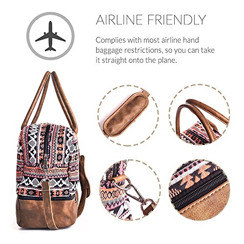 MyMealivos Canvas Weekender Bag, Overnight Travel Carry On Duffel Tote with Shoe Pouch (multi)