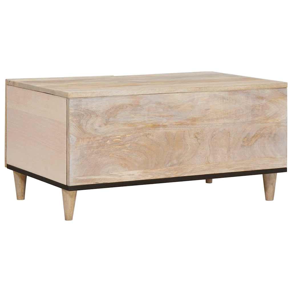 Mesa de centro blanca de 100 x 54 x 40 cm, mesa auxiliar de madera y acacia, con espacio de almacenamiento y 1 puerta, patas modernas en forma de cono para salón