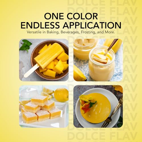 Image of Dolce Flav Natural Yellow Food Coloring - 2 oz Bright Plant-Based Color from Curcumin | Water-Soluble Liquid Color for Baking, Drinks & Frostings | Graduated Dropper Included | | Kosher | No Artificial Dyes | Made in USA