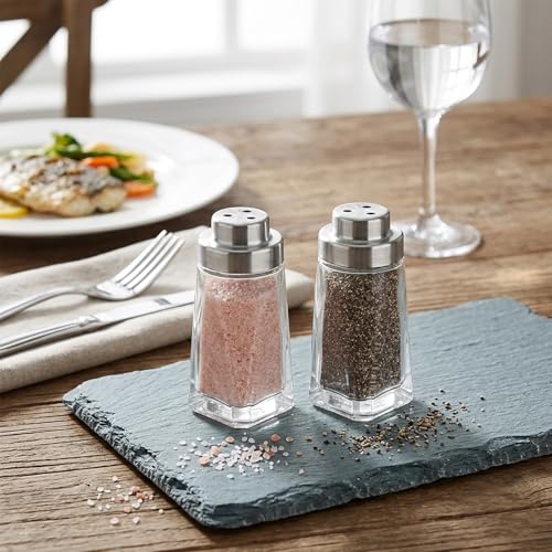 Image of Aelga Glass Salt and Pepper Shakers Set - Pepper Shaker with Big Hole Lid - Elegant Farmhouse Kitchen Decoration(2pcs)
