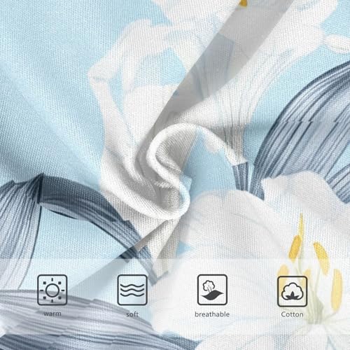 Floral White Lilies Light Blue Cute Panties Girl Toddler Underwear Custom Cotton Fun Briefs Kids Undies 2t3