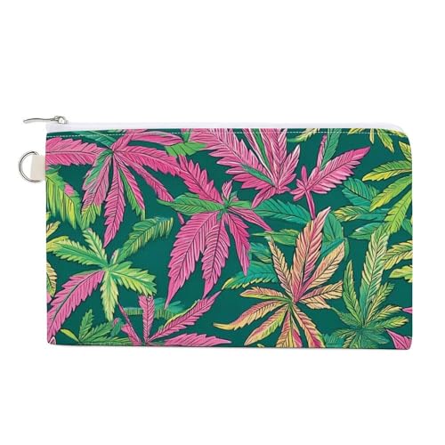 Hawaii Weed Leaves Cute Coin Purse Travel Small Makeup Bag Pencil Pouch 7.4 × 4.6 Inch