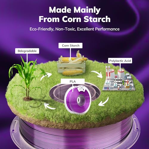 Image of AMOLEN Silk PLA 3D Printer Filament, Shiny Dual Color Black Purple PLA 1.75mm, Multicolor Change 3D Printing Filament for Most FDM 3D Printer, 1kg Spool(2.2lbs)