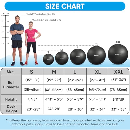 APEXUP Yoga Ball, 660 lbs Anti-Burst Exercise Ball with Pump, 5 Sizes | Anti-Burst, Anti-Slip, SGS Certified, Strengthens Core, Improves Balance & Posture, Boosts Flexibility & Stability - Image 4