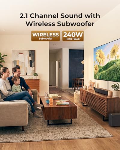 Image of ULTIMEA Soundbar with Wireless Subwoofer, 240W Peak Power, VoiceMX & BassMX, App Control, 2.1ch Sound Bar for tv, Adjustable Bass, HDMI, Optical, Bluetooth 6.0, Poseidon M30 (2026 Model)