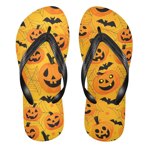 Burbuja Happy Halloween Pumpkins Flip Flops for Women Men, Soft Thong Sandals Rubber Slippers for Pool Beach Essentials