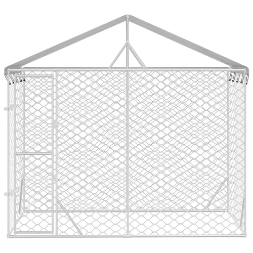 Rantry Outdoor-Hundezwinger mit Dach Silber 3x1,5x2,5m Stahl Verzinkt Hundehütte Outdoor Model153680