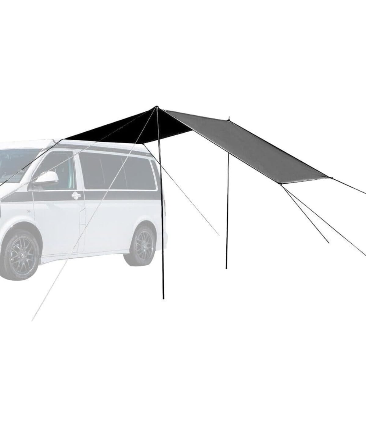 Dach przeciwsłoneczny SUV, markiza, ochrona przed słońcem do kamperów, 300 x 200 cm, nadaje się do większości samochodów kempingowych, przyczep kempingowych i SUV-ów, czarny, 1 zestaw