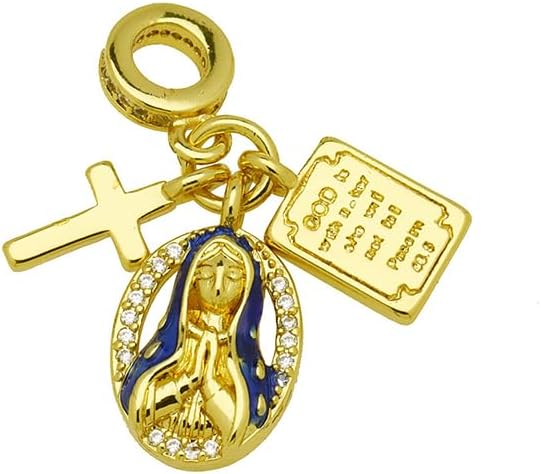 Virgin Mary Necklace For Women, 14k Gold-Plated Small Cross Holy Writ Tag With Cubic Zirconia Religion Pendant Faith Jewelry Gift - Image 3