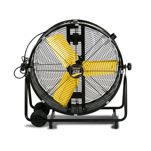 Garland Ventilador industrial TURBO 24S-V23 -Ventilador profesional de suelo para taller, almacén, oficina o casa, 260 W y 131,6 m3/min.