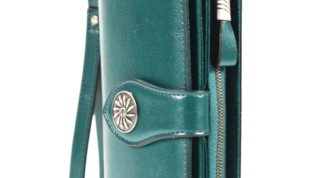 Women's Large Trifold Wallet - Long PU Leather Purse With Snap Closure & Multiple Card Slots