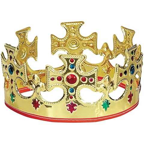 Unique Gold Plastic King Crown - One Size, 1 Pc Cover