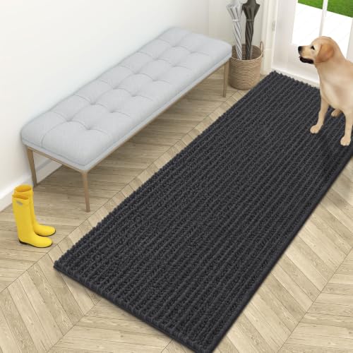 Image of OLANLY Dog Door Mat for Muddy Paws 59x24, Ultra-Absorbent Chenille Mud Mat