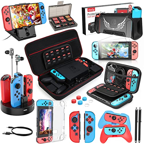 HEYSTOP Compatible with Nintendo Switch Case 25 in 1 Switch Accessories Gift Kit Protective Case Screen Protector Thumb Grip Cap Joycon Charger Wheel Grip TPU Case PlayStand Game Card Box Epic Pack HEYSTOP Compatible with Nintendo Switch Case 25 in 1 Switch Accessories Gift Kit Protective Case Screen Protector Thumb Grip Cap Joycon Charger Wheel Grip TPU Case PlayStand Game Card Box Epic Pack