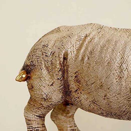 Arrakasta Crafts Golden-Horned Rhino Table Accent Showpiece Made by Polyresin - Brown (11.5 in x 2.5 in x 5.4 in, 1 Piece, 450 GR) 2