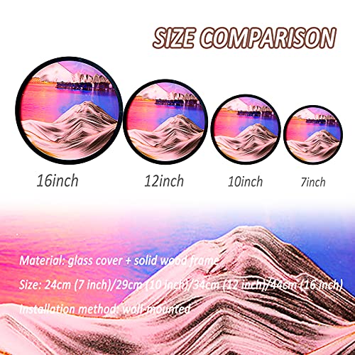 Ruchomy piasek artystyczny Sandscape, dynamiczny obraz piaskowy, 3D okrągłe szkło ruchomy obraz piaskowy, S Liquid Motion Art zabawka antystresowa do montażu na ścianie ruchomy piasek arty
